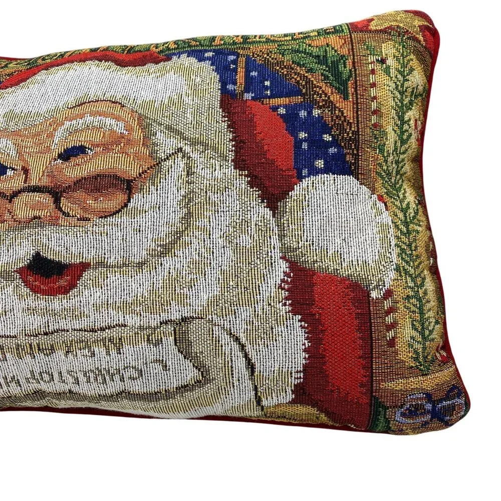 Santa‎ Claus Tapestry Christmas throw pillow rectangle naughty or nice list